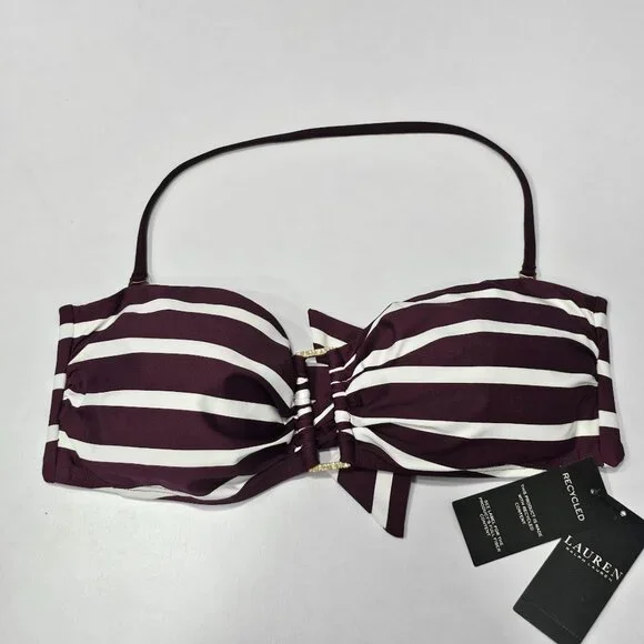 Lauren Ralph Lauren Striped Ring Bandeau Bikini Top - Picture 5 of 9